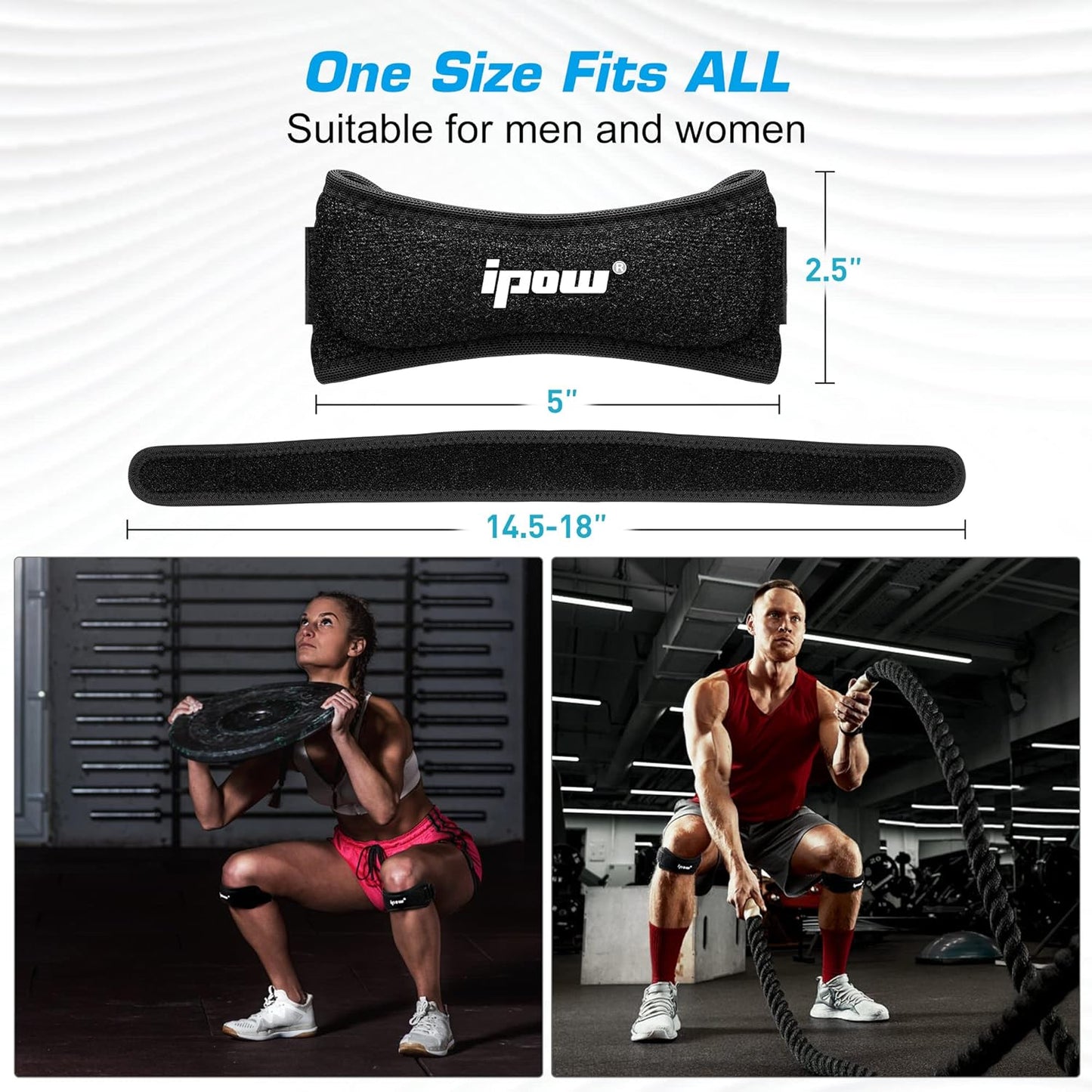 IPOW Knee Pain Relief & Patella Stabilizer Knee Strap Brace Support (Pack of 2)