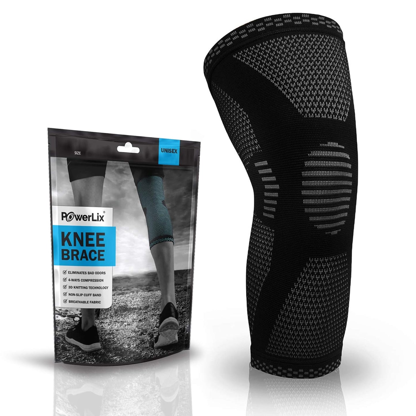 POWERLIX Knee Compression Sleeve - Best Knee Brace for Men & Women – Knee Support for Sports