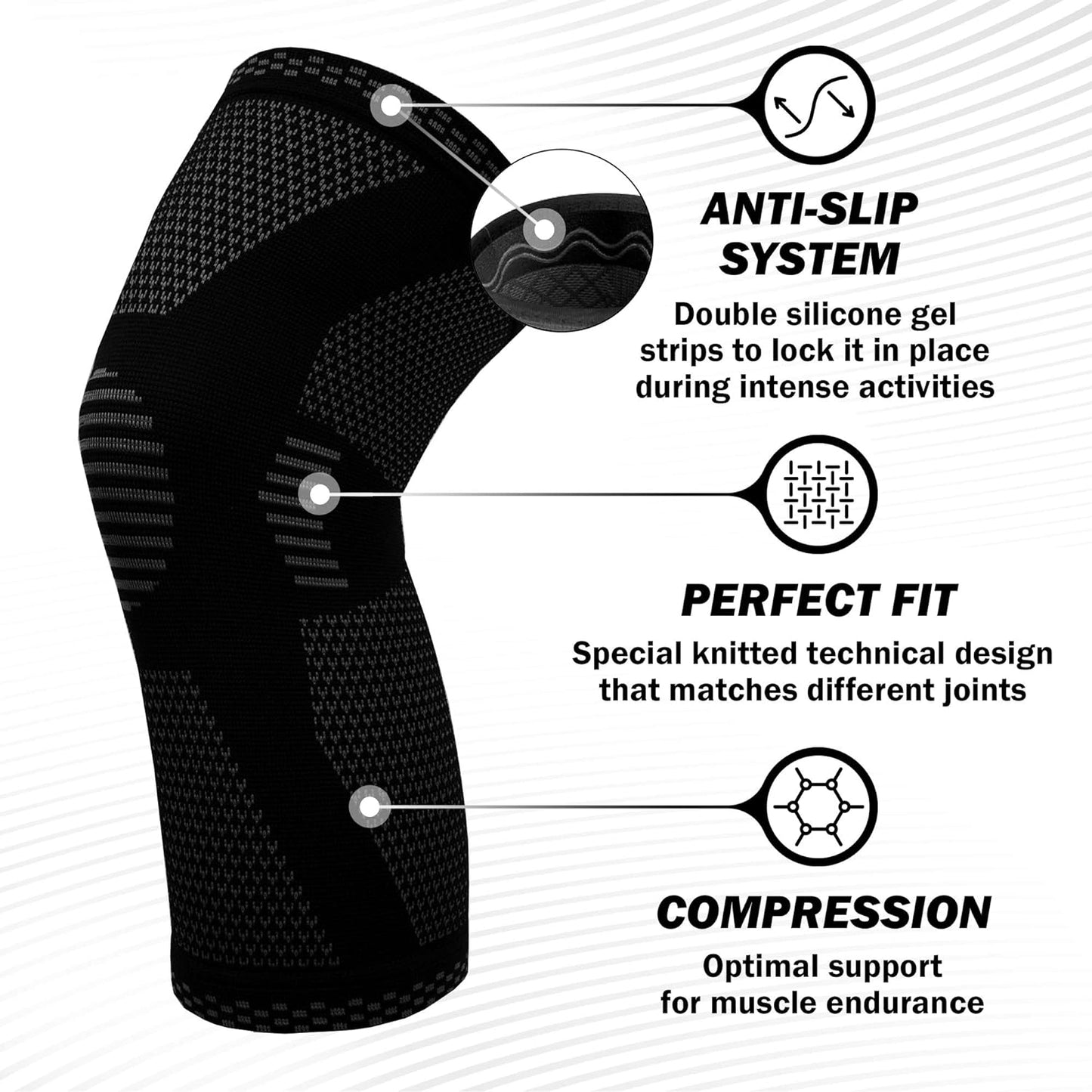 POWERLIX Knee Compression Sleeve - Best Knee Brace for Men & Women – Knee Support for Sports
