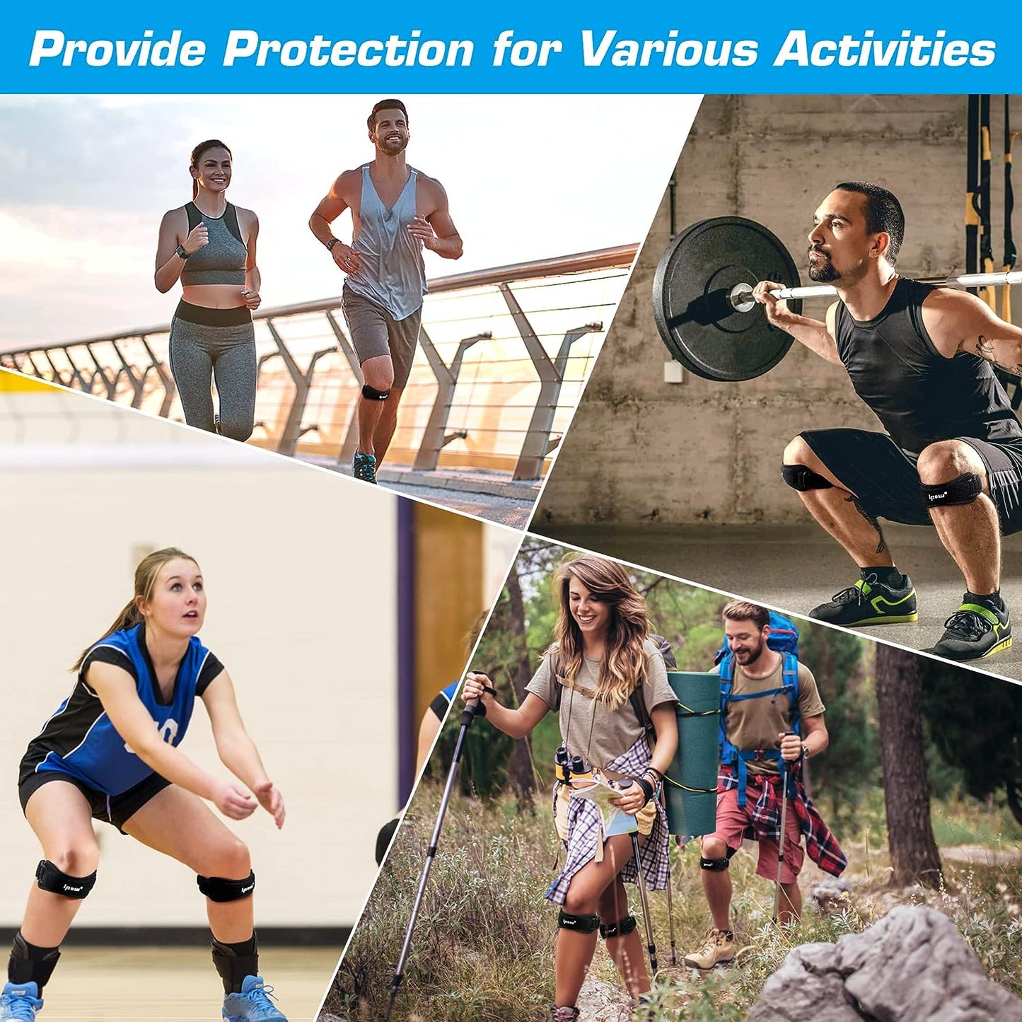 IPOW Knee Pain Relief & Patella Stabilizer Knee Strap Brace Support (Pack of 2)
