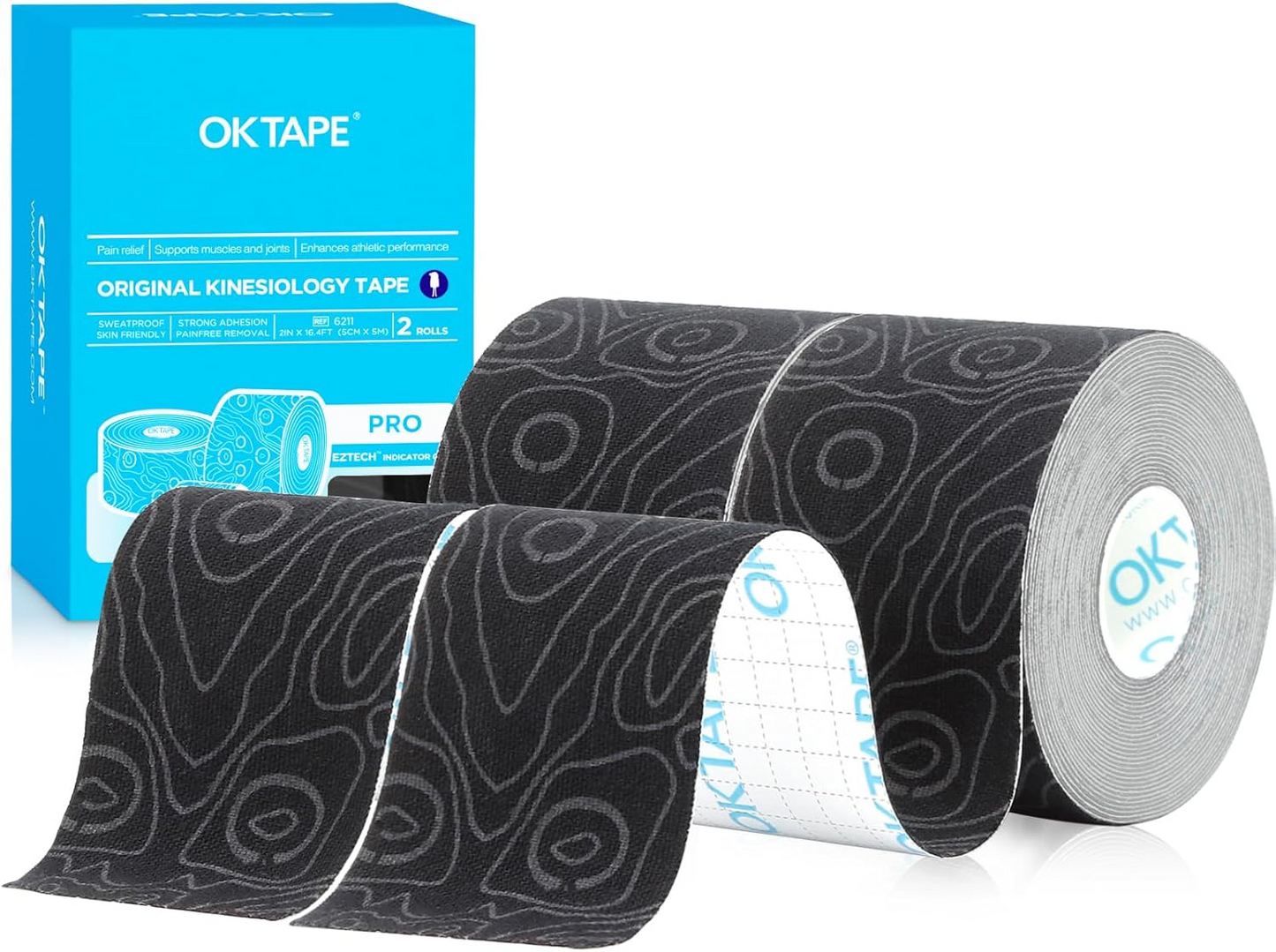 OK TAPE PRO Kinesiology Tape - 2 inch x Long Roll 16 ft